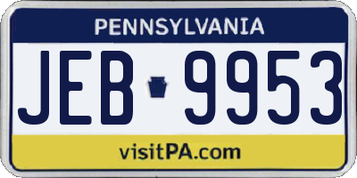 PA license plate JEB9953