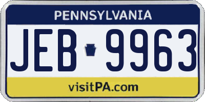 PA license plate JEB9963