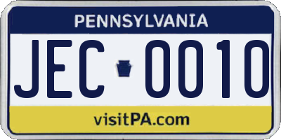 PA license plate JEC0010