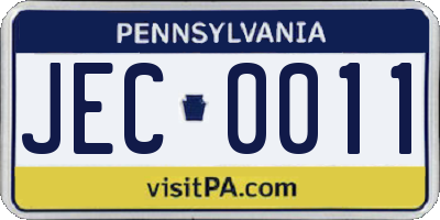 PA license plate JEC0011