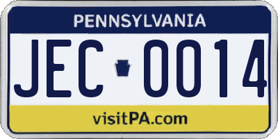 PA license plate JEC0014
