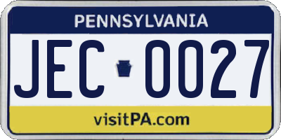 PA license plate JEC0027