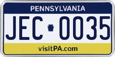 PA license plate JEC0035