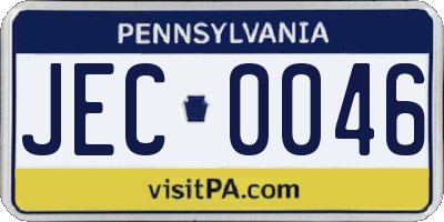 PA license plate JEC0046