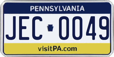 PA license plate JEC0049