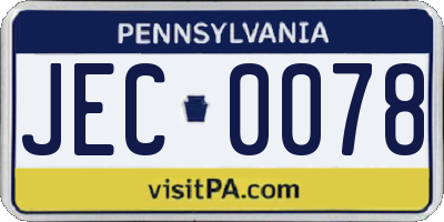 PA license plate JEC0078