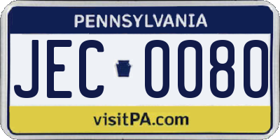 PA license plate JEC0080