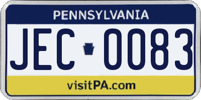 PA license plate JEC0083