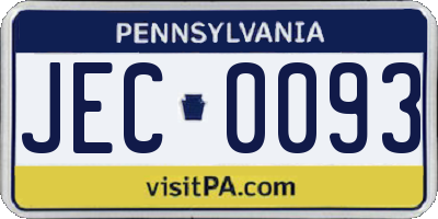 PA license plate JEC0093