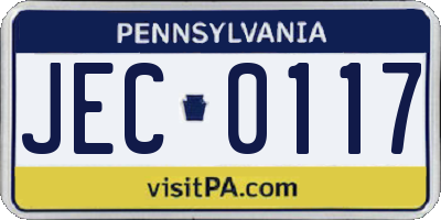 PA license plate JEC0117