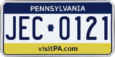 PA license plate JEC0121