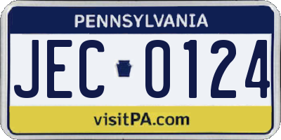 PA license plate JEC0124