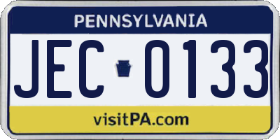PA license plate JEC0133