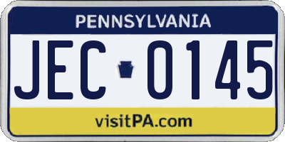 PA license plate JEC0145
