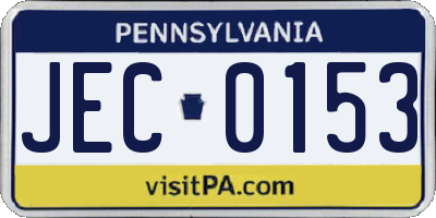 PA license plate JEC0153