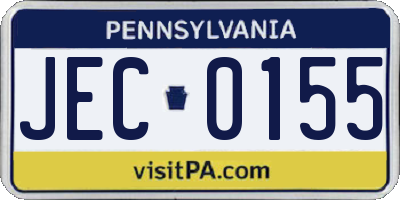 PA license plate JEC0155