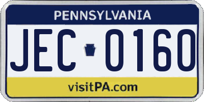 PA license plate JEC0160