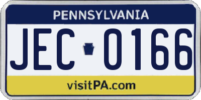 PA license plate JEC0166