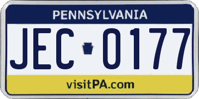 PA license plate JEC0177