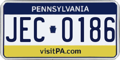 PA license plate JEC0186