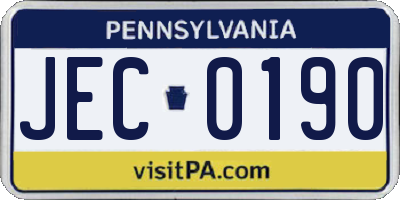 PA license plate JEC0190