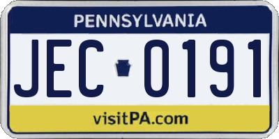 PA license plate JEC0191