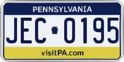 PA license plate JEC0195