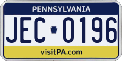 PA license plate JEC0196