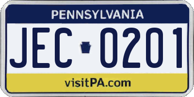 PA license plate JEC0201