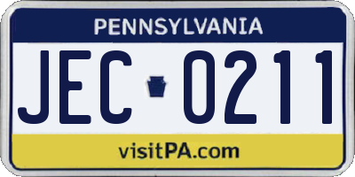 PA license plate JEC0211