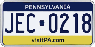 PA license plate JEC0218