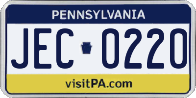 PA license plate JEC0220