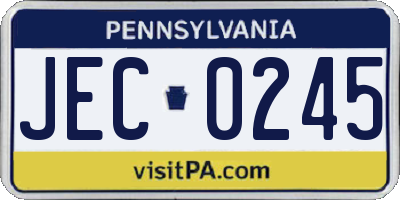 PA license plate JEC0245