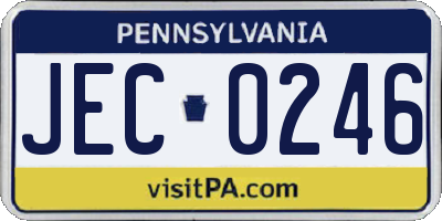 PA license plate JEC0246
