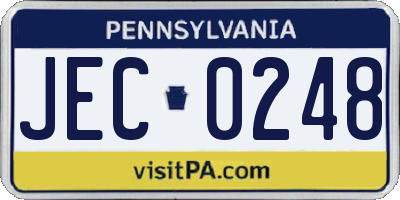 PA license plate JEC0248
