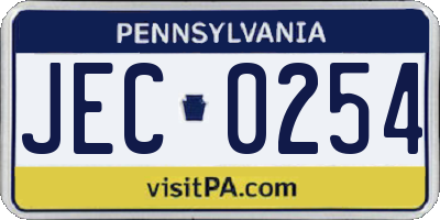 PA license plate JEC0254