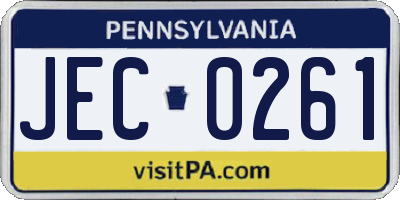 PA license plate JEC0261