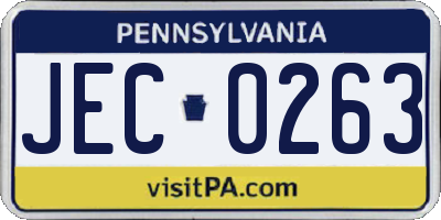 PA license plate JEC0263