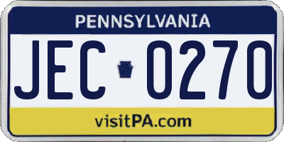 PA license plate JEC0270