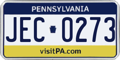 PA license plate JEC0273