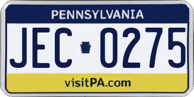 PA license plate JEC0275