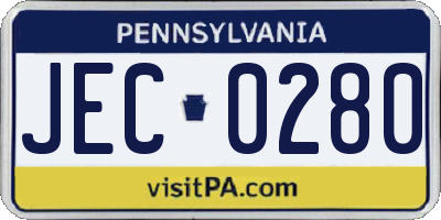 PA license plate JEC0280