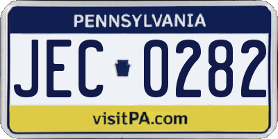 PA license plate JEC0282