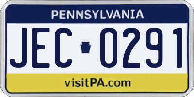 PA license plate JEC0291