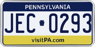 PA license plate JEC0293