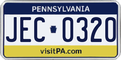 PA license plate JEC0320