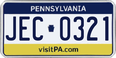 PA license plate JEC0321
