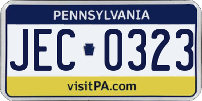 PA license plate JEC0323