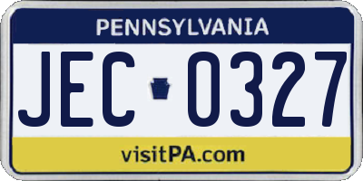 PA license plate JEC0327