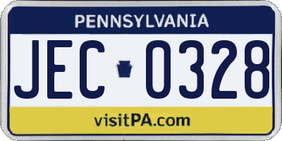 PA license plate JEC0328